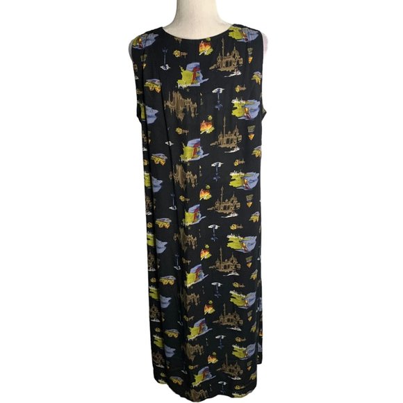 Vintage 90s Carole Little Dress Shirt Set L Black Button Up Short Sleeve Rayon - Picture 6 of 12